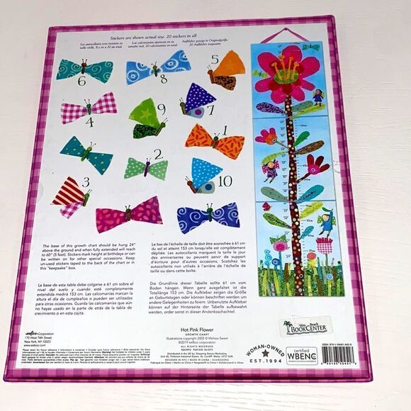 Eeboo Hot Pink Flower Growth Chart For Girls Responsibly Chart - Picture 8 of 11